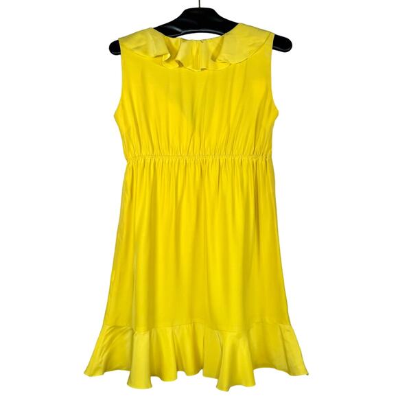 Amanda Uprichard Yellow Kelly Sleeveless Ruffle Silk Dress Medium - Picture 2 of 7